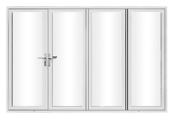 KaMic Elite-Fold 120" x 80" 4-Panel Aluminum Folding Door in Sleek White with Hidden Hinges & Rollers, Left-to-Right Outward Folding Design - Model # SE-FD4PWH12080-LR