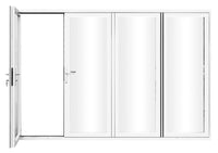 KaMic Elite-Fold 120" x 80" 4-Panel Aluminum Folding Door in Sleek White with Hidden Hinges & Rollers, Left-to-Right Outward Folding Design - Model # SE-FD4PWH12080-LR