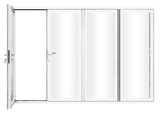 KaMic Elite-Fold 120" x 80" 4-Panel Aluminum Folding Door in Sleek White with Hidden Hinges & Rollers, Left-to-Right Outward Folding Design - Model # SE-FD4PWH12080-LR