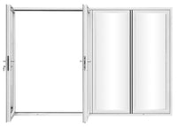 KaMic Elite-Fold 120" x 80" 4-Panel Aluminum Folding Door in Sleek White with Hidden Hinges & Rollers, Left-to-Right Outward Folding Design - Model # SE-FD4PWH12080-LR