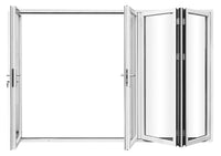 KaMic Elite-Fold 120" x 80" 4-Panel Aluminum Folding Door in Sleek White with Hidden Hinges & Rollers, Left-to-Right Outward Folding Design - Model # SE-FD4PWH12080-LR