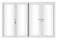 KaMic Elite-Fold 120" x 80" 4-Panel Aluminum Folding Door in Sleek White with Hidden Hinges & Rollers, Left-to-Right Outward Folding Design - Model # SE-FD4PWH12080-LR