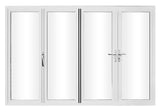 KaMic Elite-Fold 120" x 80" 4-Panel Aluminum Folding Door in Sleek White with Hidden Hinges & Rollers, Left-to-Right Outward Folding Design - Model # SE-FD4PWH12080-LR