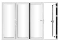 KaMic Elite-Fold 120" x 80" 4-Panel Aluminum Folding Door in Sleek White with Hidden Hinges & Rollers, Left-to-Right Outward Folding Design - Model # SE-FD4PWH12080-LR