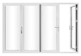 KaMic Elite-Fold 120" x 80" 4-Panel Aluminum Folding Door in Sleek White with Hidden Hinges & Rollers, Left-to-Right Outward Folding Design - Model # SE-FD4PWH12080-LR