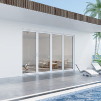 *Special Order* KaMic Elite-Fold 144" x 84" 4-Panel Aluminum Folding Door in Sleek White with Hidden Hinges &amp; Rollers, Left to Right Inward Folding Design - Model # CM-SE-FD4PWH14484-LR