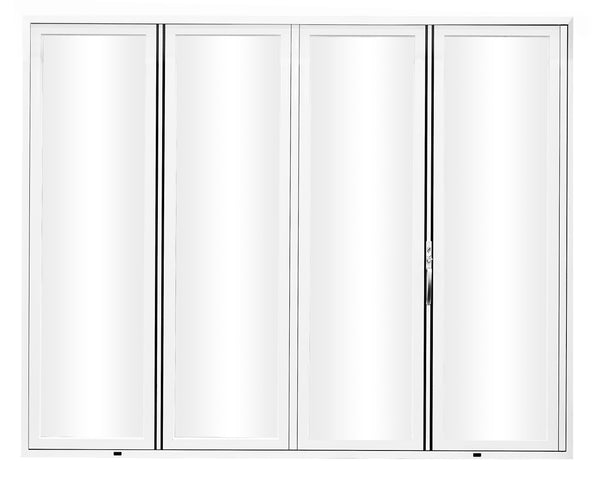 KaMic Elite-Fold 120" x 80" 4-Panel Aluminum Folding Door in Sleek White with Hidden Hinges & Rollers, Right-to-Left Outward Folding Design - Model # SE-FD4PWH12080-RL-FULL