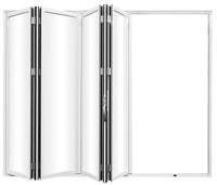 KaMic Elite-Fold 120" x 80" 4-Panel Aluminum Folding Door in Sleek White with Hidden Hinges & Rollers, Right-to-Left Outward Folding Design - Model # SE-FD4PWH12080-RL-FULL