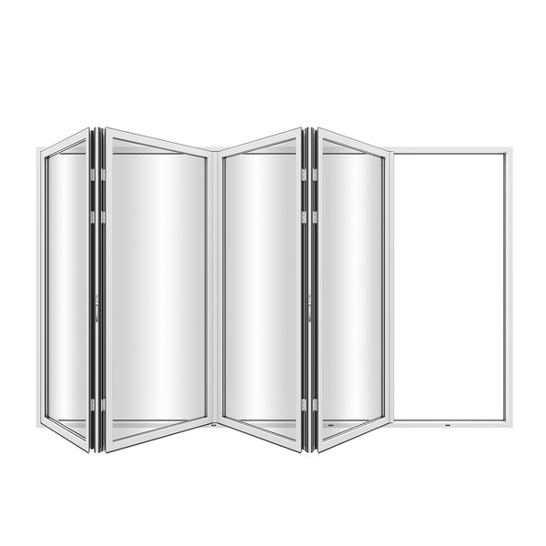 KaMic Elite-Fold 120" x 80" 4-Panel Aluminum Folding Door in Sleek White with Hidden Hinges & Rollers, Right-to-Left Outward Folding Design - Model # SE-FD4PWH12080-RL-FULL