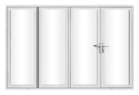 KaMic Elite-Fold 120" x 80" 4-Panel Aluminum Folding Door in Sleek White with Hidden Hinges & Rollers, Right-to-Left Outward Folding Design - Model # SE-FD4PWH12080-RL