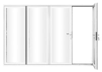 KaMic Elite-Fold 120" x 80" 4-Panel Aluminum Folding Door in Sleek White with Hidden Hinges & Rollers, Right-to-Left Outward Folding Design - Model # SE-FD4PWH12080-RL