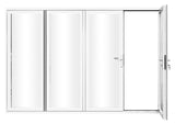 KaMic Elite-Fold 120" x 80" 4-Panel Aluminum Folding Door in Sleek White with Hidden Hinges & Rollers, Right-to-Left Outward Folding Design - Model # SE-FD4PWH12080-RL