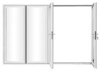 KaMic Elite-Fold 120" x 80" 4-Panel Aluminum Folding Door in Sleek White with Hidden Hinges & Rollers, Right-to-Left Outward Folding Design - Model # SE-FD4PWH12080-RL