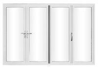 KaMic Elite-Fold 120" x 80" 4-Panel Aluminum Folding Door in Sleek White with Hidden Hinges & Rollers, Right-to-Left Outward Folding Design - Model # SE-FD4PWH12080-RL