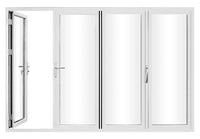 KaMic Elite-Fold 120" x 80" 4-Panel Aluminum Folding Door in Sleek White with Hidden Hinges & Rollers, Right-to-Left Outward Folding Design - Model # SE-FD4PWH12080-RL