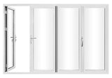 KaMic Elite-Fold 120" x 80" 4-Panel Aluminum Folding Door in Sleek White with Hidden Hinges & Rollers, Right-to-Left Outward Folding Design - Model # SE-FD4PWH12080-RL