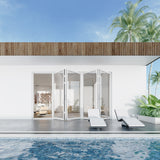 KaMic Elite-Fold 120" x 96" 4-Panel Aluminum Folding Door in Sleek White with Hidden Hinges & Rollers, Left-to-Right Outward Folding Design - Model # SE-FD4PWH12096-LR-FULL
