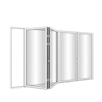 KaMic Elite-Fold 120" x 96" 4-Panel Aluminum Folding Door in Sleek White with Hidden Hinges & Rollers, Left-to-Right Outward Folding Design - Model # SE-FD4PWH12096-LR-FULL