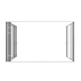 KaMic Elite-Fold 120" x 96" 4-Panel Aluminum Folding Door in Sleek White with Hidden Hinges & Rollers, Left-to-Right Outward Folding Design - Model # SE-FD4PWH12096-LR