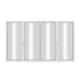 KaMic Elite-Fold 120" x 96" 4-Panel Aluminum Folding Door in Sleek White with Hidden Hinges & Rollers, Left-to-Right Outward Folding Design - Model # SE-FD4PWH12096-LR