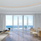 KaMic Elite-Fold 120" x 96" 4-Panel Aluminum Folding Door in Sleek White with Hidden Hinges & Rollers, Right-to-Left Outward Folding Design - Model # SE-FD4PWH12096-RL-FULL