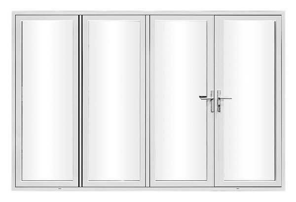 KaMic Elite-Fold 120" x 96" 4-Panel Aluminum Folding Door in Sleek White with Hidden Hinges & Rollers, Right-to-Left Outward Folding Design - Model # SE-FD4PWH12096-RL