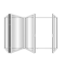 KaMic Elite-Fold 120" x 96" 4-Panel Aluminum Folding Door in Sleek White with Hidden Hinges & Rollers, Right-to-Left Outward Folding Design - Model # SE-FD4PWH12096-RL