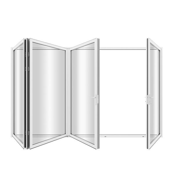 KaMic Elite-Fold 120" x 96" 4-Panel Aluminum Folding Door in Sleek White with Hidden Hinges & Rollers, Right-to-Left Outward Folding Design - Model # SE-FD4PWH12096-RL