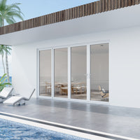 KaMic Elite-Fold 120" x 96" 4-Panel Aluminum Folding Door in Sleek White with Hidden Hinges & Rollers, Right-to-Left Outward Folding Design - Model # SE-FD4PWH12096-RL