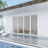 KaMic Elite-Fold 120" x 96" 4-Panel Aluminum Folding Door in Sleek White with Hidden Hinges & Rollers, Right-to-Left Outward Folding Design - Model # SE-FD4PWH12096-RL