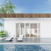 KaMic Elite-Fold 120" x 96" 4-Panel Aluminum Folding Door in Sleek White with Hidden Hinges & Rollers, Right-to-Left Outward Folding Design - Model # SE-FD4PWH12096-RL