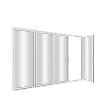 KaMic Elite-Fold 120" x 96" 4-Panel Aluminum Folding Door in Sleek White with Hidden Hinges & Rollers, Right-to-Left Outward Folding Design - Model # SE-FD4PWH12096-RL