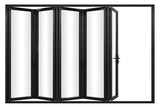 KaMic Elite-Fold 144" x 80" 5-Panel Aluminum Folding Door in Sleek Black with Hidden Hinges & Rollers, Left-to-Right Outward Folding Design - Model # SE-FD5PBK14480-LR