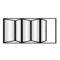 KaMic Elite-Fold 144" x 80" 5-Panel Aluminum Folding Door in Sleek Black with Hidden Hinges & Rollers, Left-to-Right Outward Folding Design - Model # SE-FD5PBK14480-LR