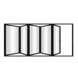 KaMic Elite-Fold 144" x 80" 5-Panel Aluminum Folding Door in Sleek Black with Hidden Hinges & Rollers, Left-to-Right Outward Folding Design - Model # SE-FD5PBK14480-LR