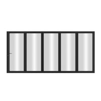 KaMic Elite-Fold 144" x 80" 5-Panel Aluminum Folding Door in Sleek Black with Hidden Hinges & Rollers, Left-to-Right Outward Folding Design - Model # SE-FD5PBK14480-LR