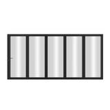 KaMic Elite-Fold 144" x 80" 5-Panel Aluminum Folding Door in Sleek Black with Hidden Hinges & Rollers, Left-to-Right Outward Folding Design - Model # SE-FD5PBK14480-LR