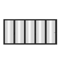 KaMic Elite-Fold 144" x 80" 5-Panel Aluminum Folding Door in Sleek Black with Hidden Hinges & Rollers, Left-to-Right Outward Folding Design - Model # SE-FD5PBK14480-LR