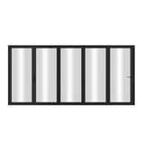 KaMic Elite-Fold 144" x 80" 5-Panel Aluminum Folding Door in Sleek Black with Hidden Hinges & Rollers, Left-to-Right Outward Folding Design - Model # SE-FD5PBK14480-LR