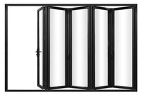 KaMic Elite-Fold 144" x 96" 5-Panel Aluminum Folding Door in Sleek Black with Hidden Hinges & Rollers, Right-to-Left Outward Folding Design - Model # SE-FD5PBK14496-RL