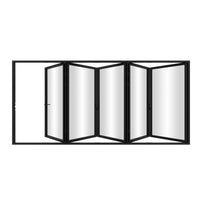 KaMic Elite-Fold 144" x 96" 5-Panel Aluminum Folding Door in Sleek Black with Hidden Hinges & Rollers, Right-to-Left Outward Folding Design - Model # SE-FD5PBK14496-RL