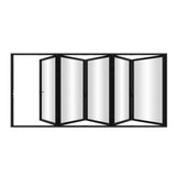 KaMic Elite-Fold 144" x 96" 5-Panel Aluminum Folding Door in Sleek Black with Hidden Hinges & Rollers, Right-to-Left Outward Folding Design - Model # SE-FD5PBK14496-RL