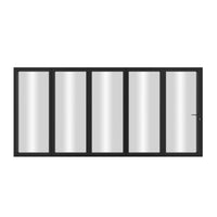 KaMic Elite-Fold 144" x 96" 5-Panel Aluminum Folding Door in Sleek Black with Hidden Hinges & Rollers, Right-to-Left Outward Folding Design - Model # SE-FD5PBK14496-RL