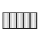 KaMic Elite-Fold 144" x 96" 5-Panel Aluminum Folding Door in Sleek Black with Hidden Hinges & Rollers, Right-to-Left Outward Folding Design - Model # SE-FD5PBK14496-RL