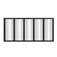 KaMic Elite-Fold 144" x 96" 5-Panel Aluminum Folding Door in Sleek Black with Hidden Hinges & Rollers, Right-to-Left Outward Folding Design - Model # SE-FD5PBK14496-RL