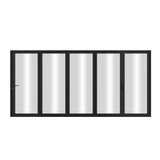 KaMic Elite-Fold 144" x 96" 5-Panel Aluminum Folding Door in Sleek Black with Hidden Hinges & Rollers, Right-to-Left Outward Folding Design - Model # SE-FD5PBK14496-RL