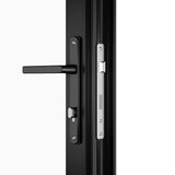 KaMic Elite-Fold 168" x 80" 5-Panel Aluminum Folding Door in Sleek Black with Hidden Hinges & Rollers, Left-to-Right Outward Folding Design - Model # SE-FD5PBK16880-LR