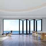 KaMic Elite-Fold 192" x 80" 6-Panel Aluminum Folding Door in Sleek Black with Hidden Hinges & Rollers, Right-to-Left Outward Folding Design - Model # SE-FD6PBK19280-RL