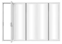 KaMic Elite-Fold 144" x 80" 5-Panel Aluminum Folding Door in Sleek White with Hidden Hinges & Rollers, Left-to-Right Outward Folding Design - Model # SE-FD5PWH14480-LR