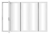 KaMic Elite-Fold 144" x 80" 5-Panel Aluminum Folding Door in Sleek White with Hidden Hinges & Rollers, Left-to-Right Outward Folding Design - Model # SE-FD5PWH14480-LR